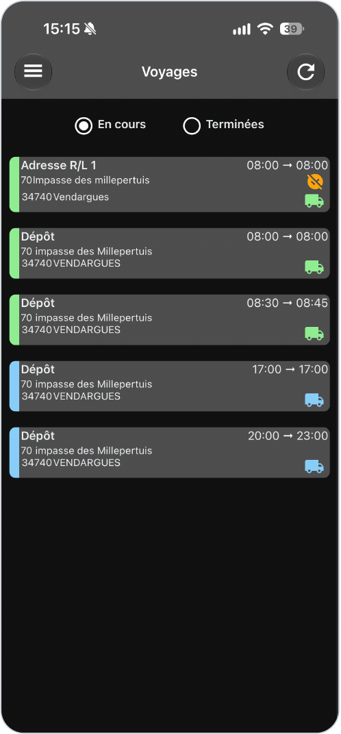 Driver : liste des missions